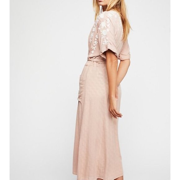 Free People Pink Midi Dress with White Embroidery - Picture 4 of 12